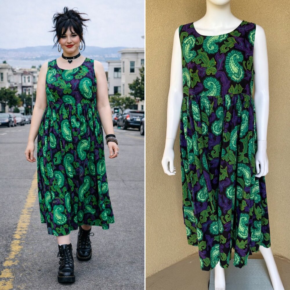 Volup Vintage 80s Witchy Paisley Babydoll Dress